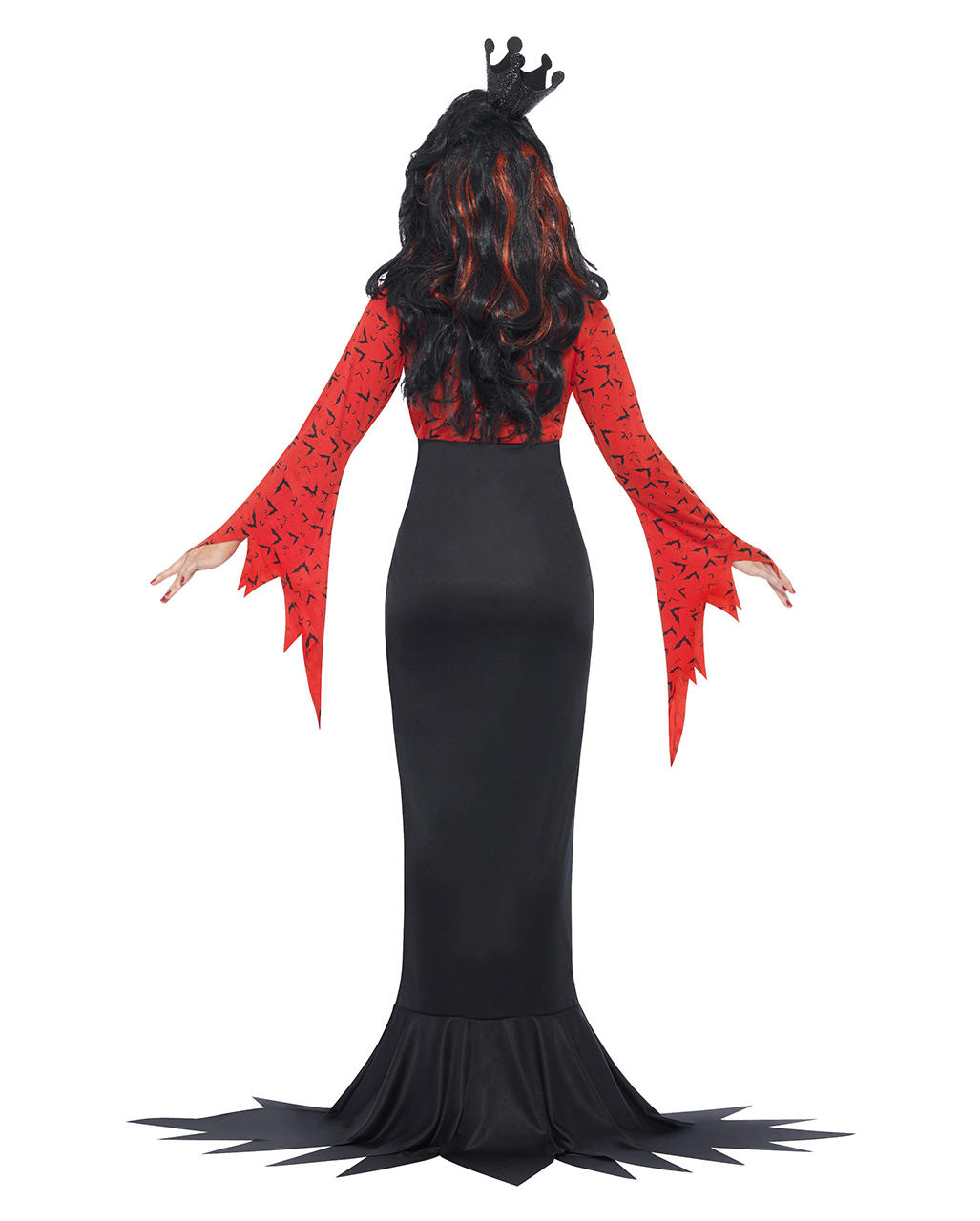 Demonic Queen Costume | Black and red dress with a slit | horror-shop.com